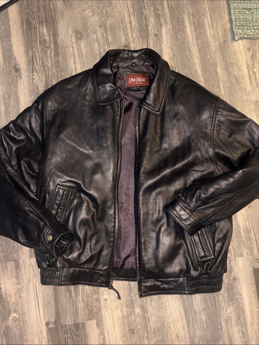90s Vintage leather men bomber jacket - 100 leather